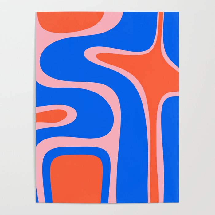 Copacetic Retro Abstract Pattern Pink Orange-Red Bright Blue Poster Gallery Image 4