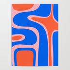 Copacetic Retro Abstract Pattern Pink Orange-Red Bright Blue Poster Gallery Image 4