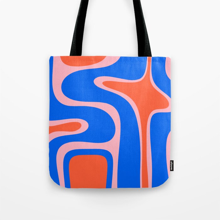 Copacetic Retro Abstract Pattern Pink Orange-Red Bright Blue Tote Bag Gallery Image 1