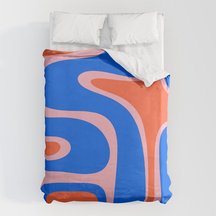Copacetic Retro Abstract Pattern Pink Orange-Red Bright Blue Duvet Cover Gallery Image 6