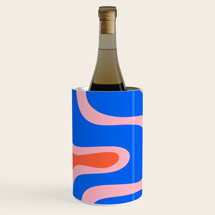 Copacetic Retro Abstract Pattern Pink Orange-Red Bright Blue Wine Chiller Gallery Image 2