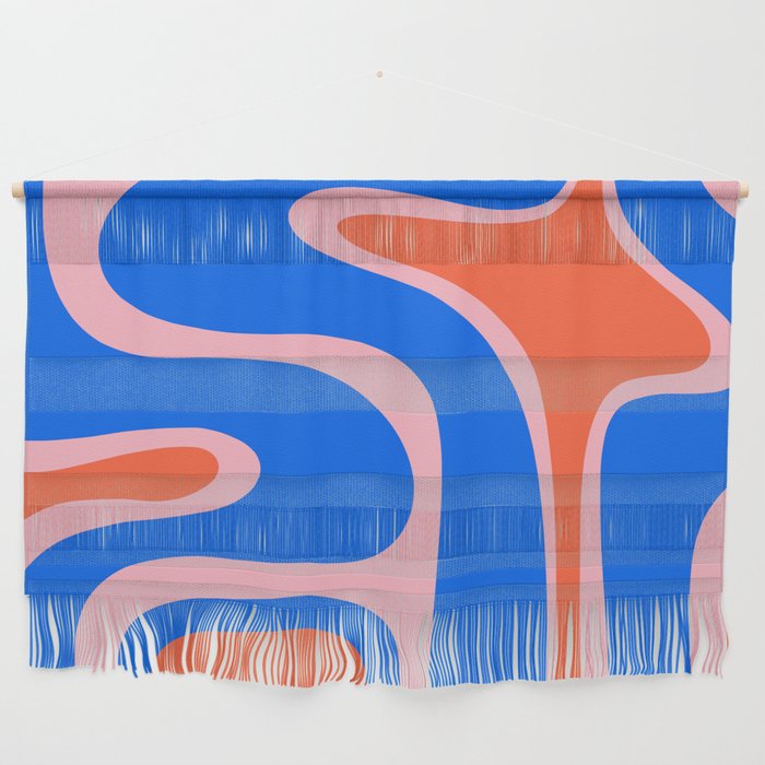 Copacetic Retro Abstract Pattern Pink Orange-Red Bright Blue Wall Hanging Gallery Image 1