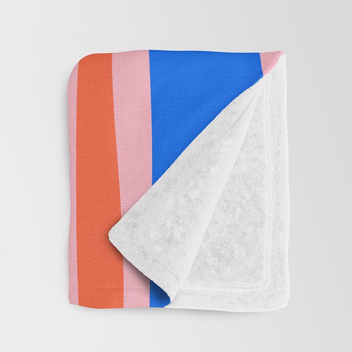 Copacetic Retro Abstract Pattern Pink Orange-Red Bright Blue Throw Blanket Gallery Image 3