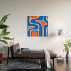 Copacetic Retro Abstract Pattern Pink Orange-Red Bright Blue Wood Wall Art Gallery Image 2