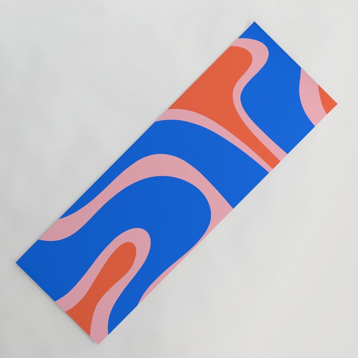 Copacetic Retro Abstract Pattern Pink Orange-Red Bright Blue Yoga Mat Gallery Image 1