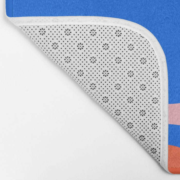 Copacetic Retro Abstract Pattern Pink Orange-Red Bright Blue Bath Mat Gallery Image 2