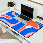 Copacetic Retro Abstract Pattern Pink Orange-Red Bright Blue Desk Mat Gallery Image 2
