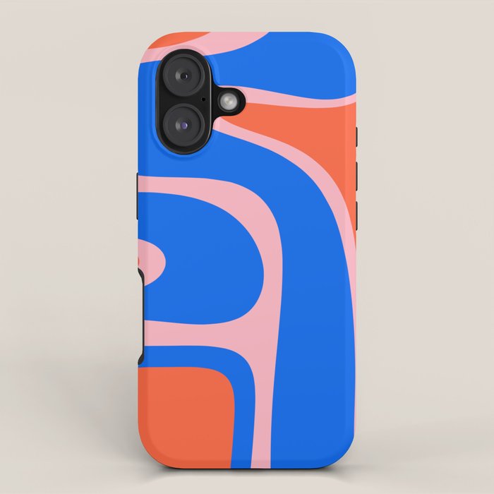 Copacetic Retro Abstract Pattern Pink Orange-Red Bright Blue iPhone Case Gallery Image 1
