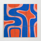 Copacetic Retro Abstract Pattern Pink Orange-Red Bright Blue Wood Wall Art Gallery Image 1