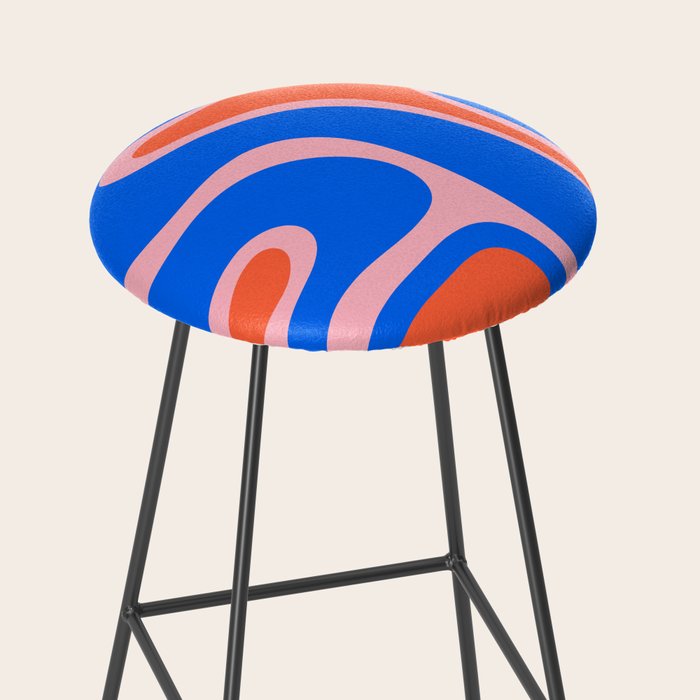 Copacetic Retro Abstract Pattern Pink Orange-Red Bright Blue Stool Gallery Image 2