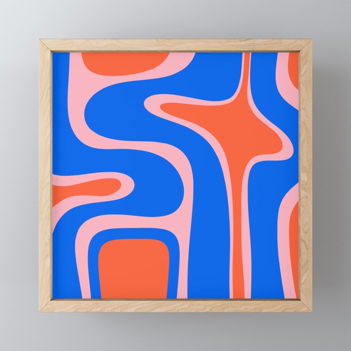 Copacetic Retro Abstract Pattern Pink Orange-Red Bright Blue Mini Art Print Gallery Image 1