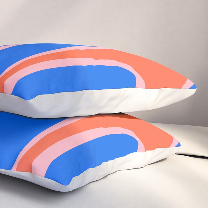 Copacetic Retro Abstract Pattern Pink Orange-Red Bright Blue Pillow Sham Gallery Image 3