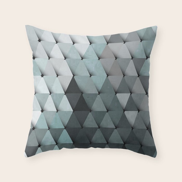 Triangles Teal Gray Throw Pillow