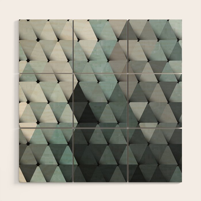 Triangles Teal Gray Wood Wall Art Gallery Image 1