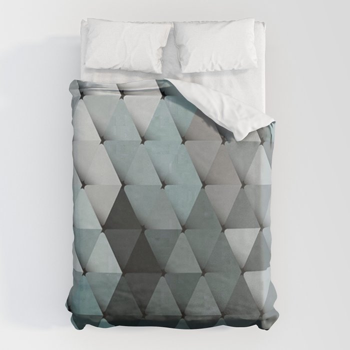 Triangles Teal Gray Duvet Cover Gallery Image 6