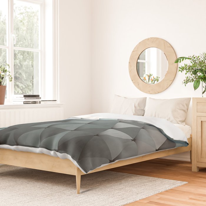 Triangles Teal Gray Duvet Cover Gallery Image 2