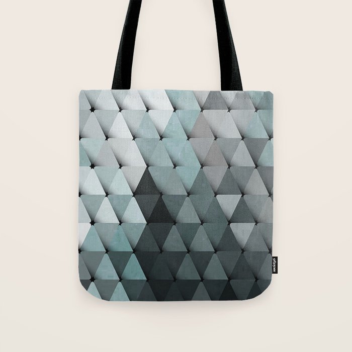 Triangles Teal Gray Tote Bag Gallery Image 1