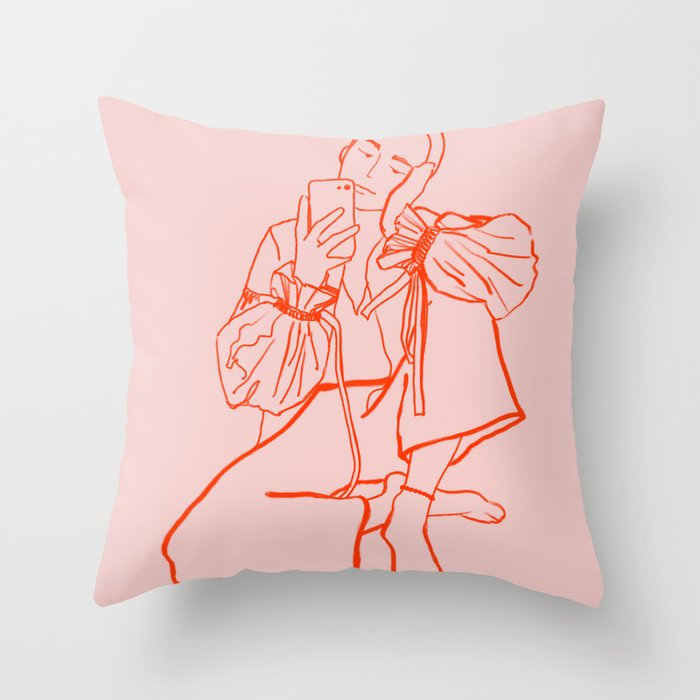 MIRROR SELFIE PINK Throw Pillow Gallery Image 6