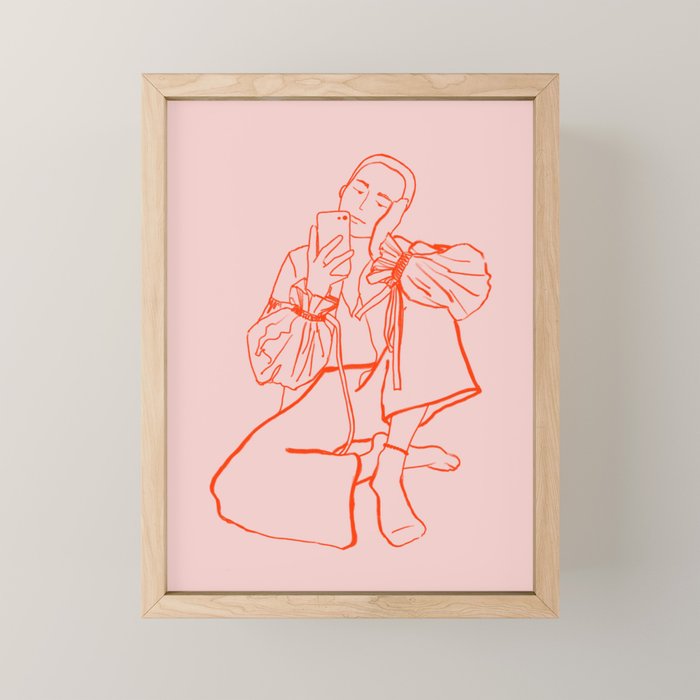 MIRROR SELFIE PINK Mini Art Print Gallery Image 1