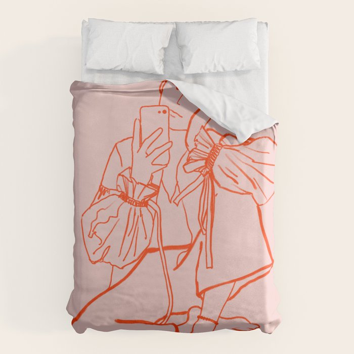 MIRROR SELFIE PINK Duvet Cover Gallery Image 6