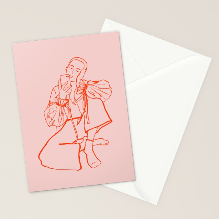 MIRROR SELFIE PINK Stationery Card Gallery Image 2