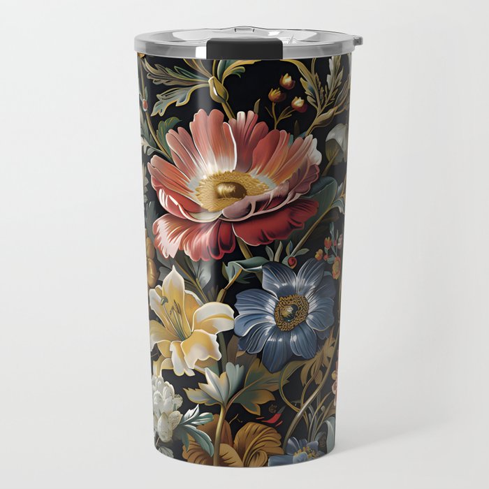 Countryside Bloom Ethereal Dark Floral Travel Mug Gallery Image 1