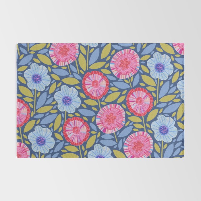 Folk Floral Blossoms in Eggplant Purple Rug Gallery Image 2