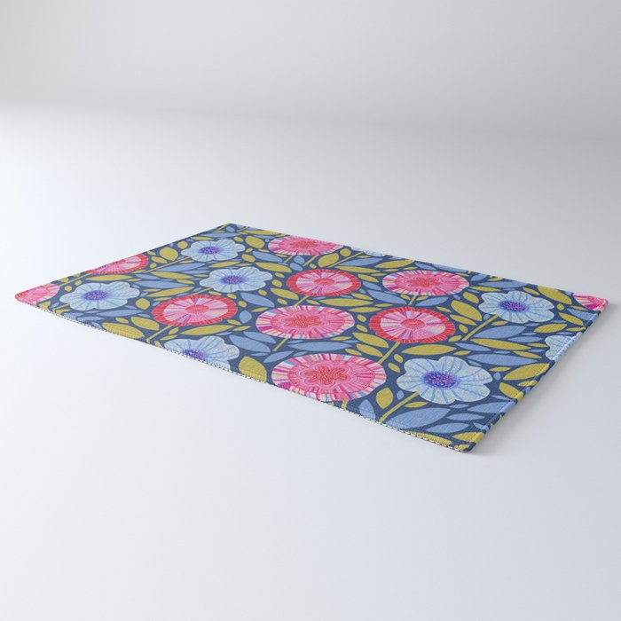 Folk Floral Blossoms in Eggplant Purple Rug Gallery Image 3