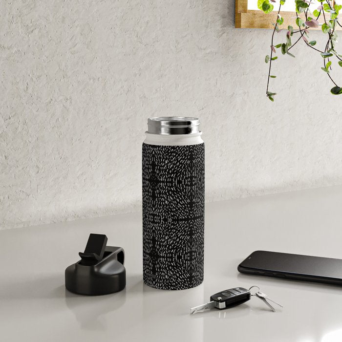 Celestial Stars Art, Black and White, Boho Wall Art Water Bottle Gallery Image 4