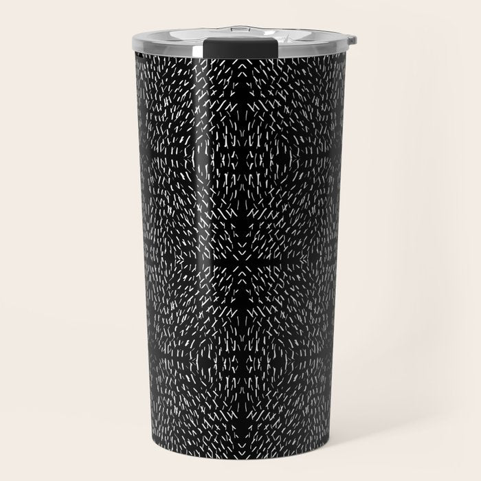 Celestial Stars Art, Black and White, Boho Wall Art Travel Mug Gallery Image 1