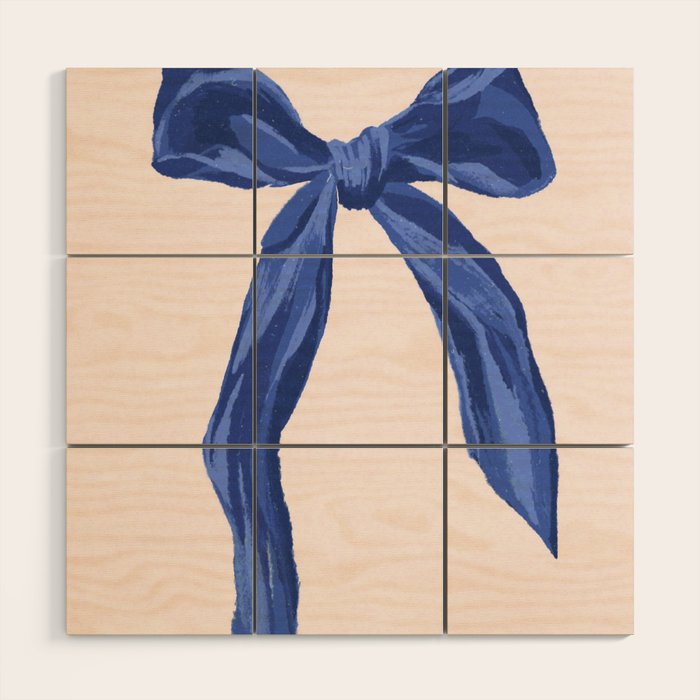 Blue realistic bow  Wood Wall Art Gallery Image 1