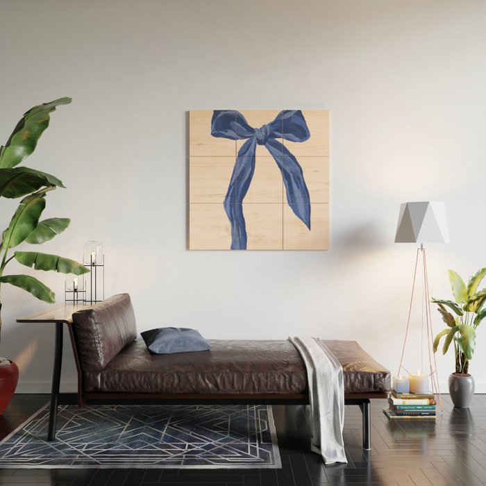 Blue realistic bow  Wood Wall Art Gallery Image 2