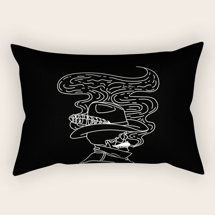 Love or Die Tryin' Cowhand - Black & White Rectangular Pillow Gallery Image 1