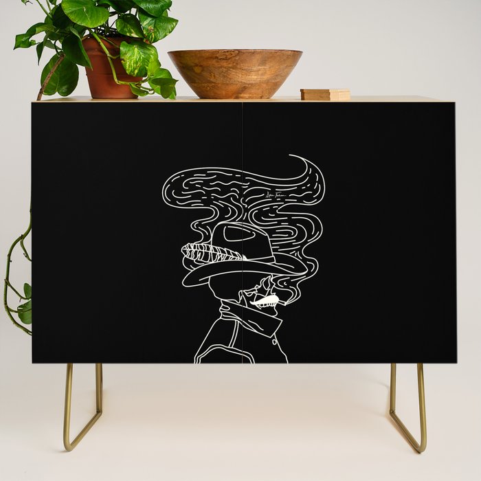 Love or Die Tryin' Cowhand - Black & White Credenza Gallery Image 1