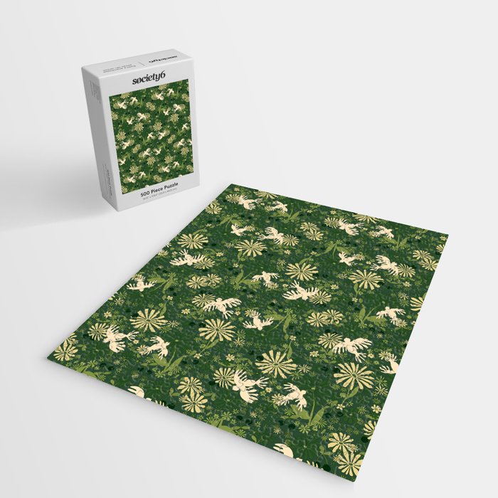 Birds & Flowers Green Jigsaw Puzzle Gallery Image 2