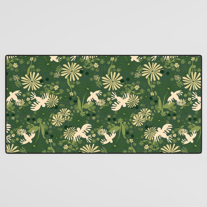 Birds & Flowers Green Desk Mat Gallery Image 3