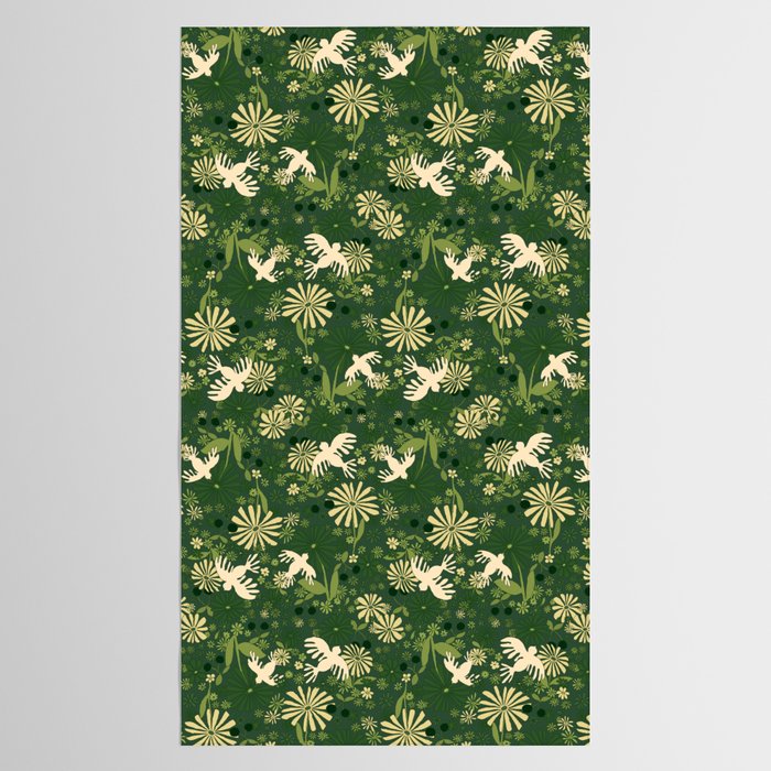 Birds & Flowers Green Tablecloth Gallery Image 2