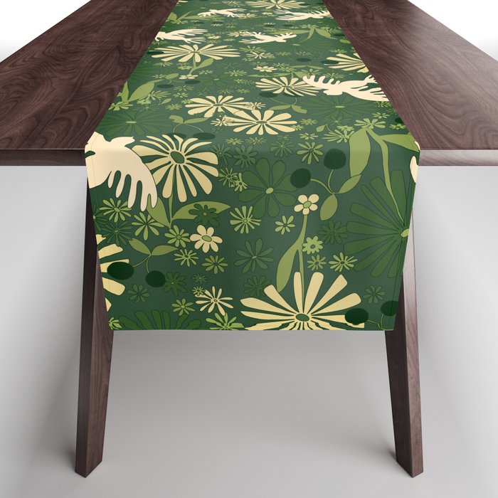 Birds & Flowers Green Table Runner Gallery Image 1