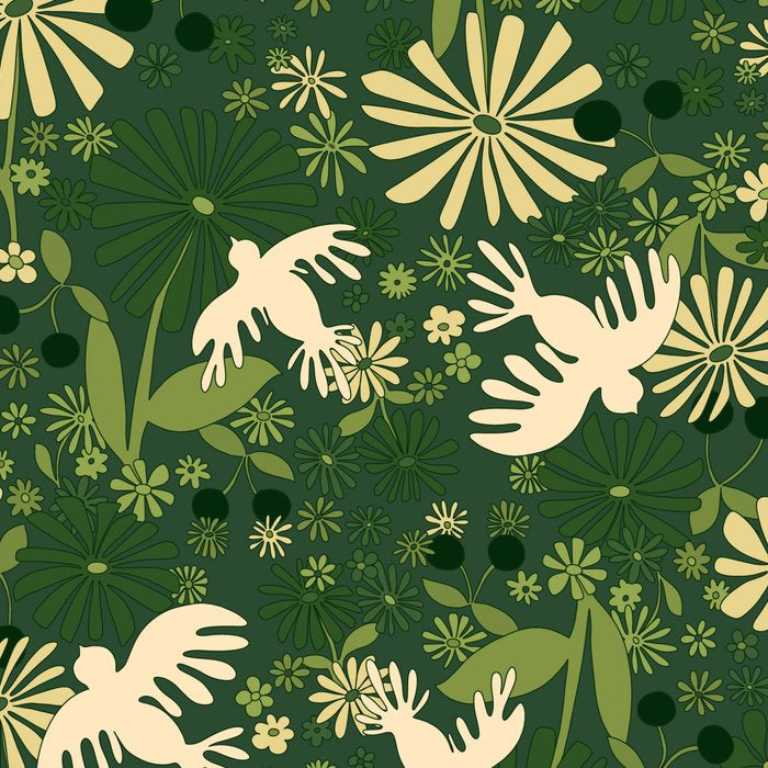 Birds & Flowers Green Coffee Mug Gallery Image 2