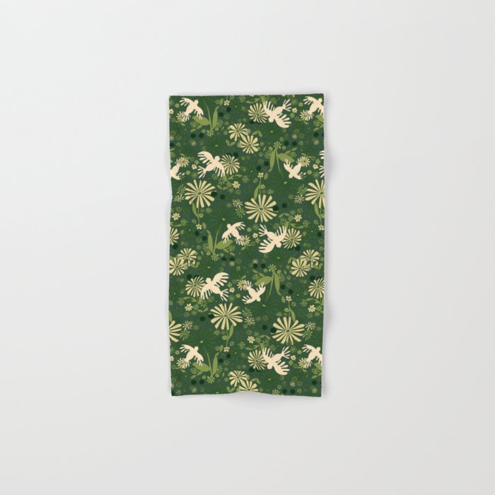 Birds & Flowers Green Bath Towel Gallery Image 1