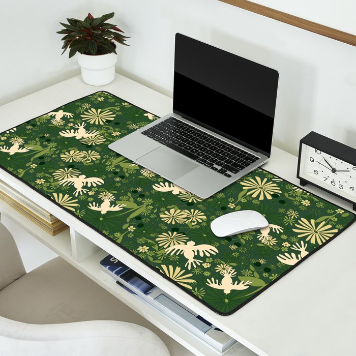 Birds & Flowers Green Desk Mat Gallery Image 2