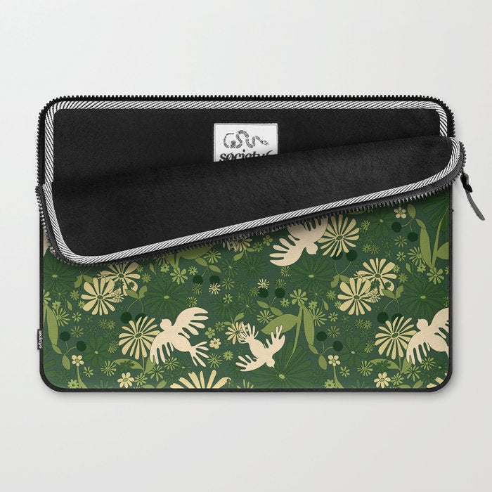 Birds & Flowers Green Laptop Sleeve Gallery Image 2