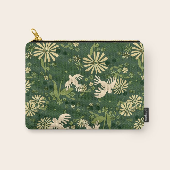 Birds & Flowers Green Carry All Pouch Gallery Image 1