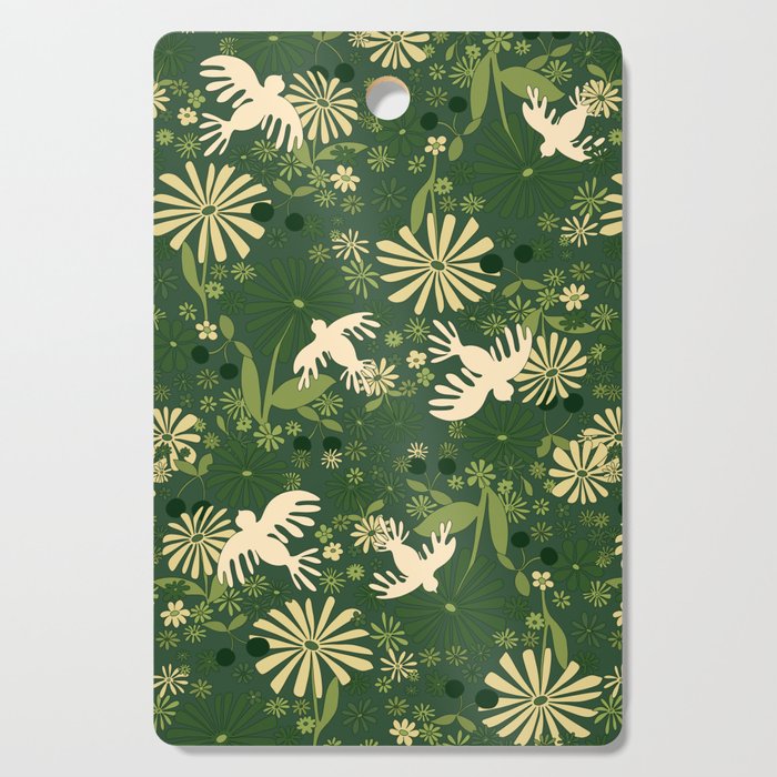 Birds & Flowers Green Cutting Board Gallery Image 1
