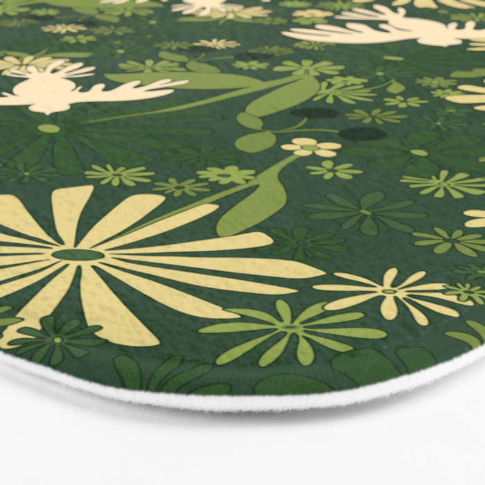 Birds & Flowers Green Bath Mat Gallery Image 3