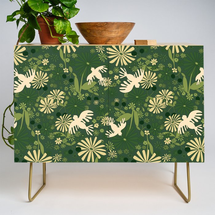 Birds & Flowers Green Credenza Gallery Image 1