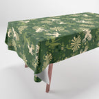 Birds & Flowers Green Tablecloth Gallery Image 1