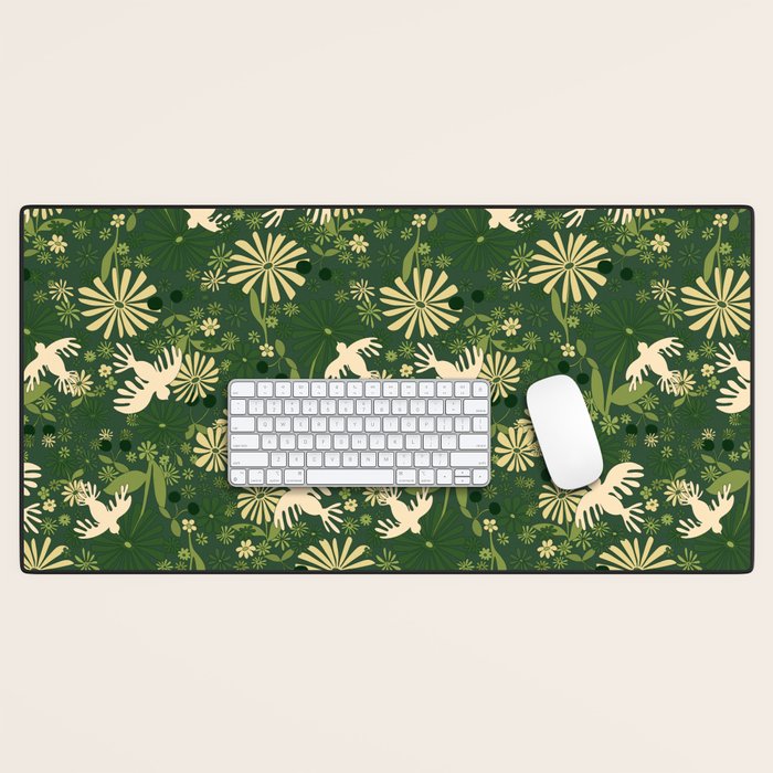 Birds & Flowers Green Desk Mat Gallery Image 1