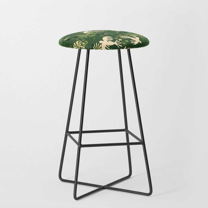 Birds & Flowers Green Stool Gallery Image 1