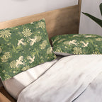 Birds & Flowers Green Pillow Sham Gallery Image 2